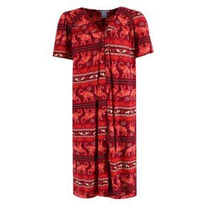 Elegant Emily Women's Elephant Print Button Down Duster Gown